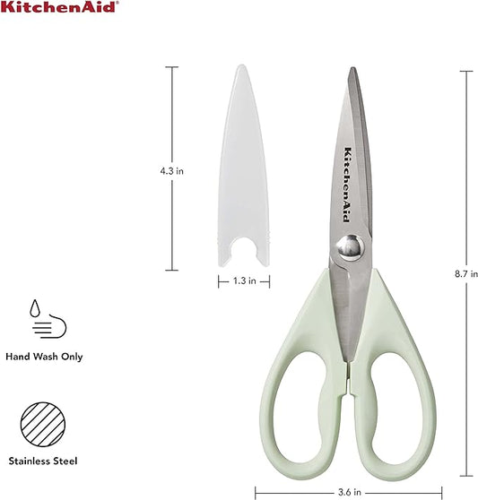 KitchenAid All Purpose Kitchen Shears with Protective Sheath for Everyday use, Dishwasher Safe Stainless Steel Scissors with Comfort Grip, 8.72-Inch, Pistachio