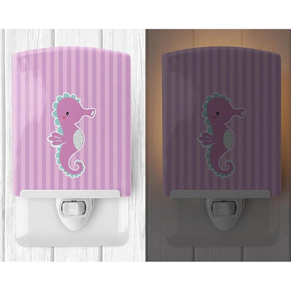 Caroline's Treasures BB7119CNL Seahorse Ceramic Night Light Compact, UL-Certified, Ideal for Bedroom, Bathroom, Nursery, Hallway, Kitchen, 6x4x3, Multicolor