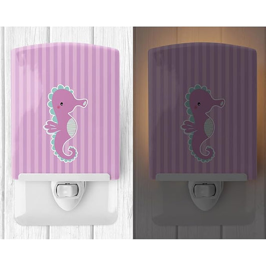 Caroline's Treasures BB7119CNL Seahorse Ceramic Night Light Compact, UL-Certified, Ideal for Bedroom, Bathroom, Nursery, Hallway, Kitchen, 6x4x3, Multicolor
