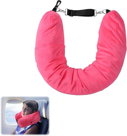 Travel Pillow Stuffable with Clothes, 7.3x31.5in Soft Plush Extra Luggage Airplane Fillable Storage Bag Transformable Neck Body Case Cover, Only Travel Pillowcase, No Filler(Rose Red)