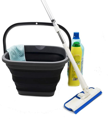 SAMMART 10L (2.6 gallon) Collapsible Rectangular Handy Basket/Bucket (Grey/Black (Set of 2))