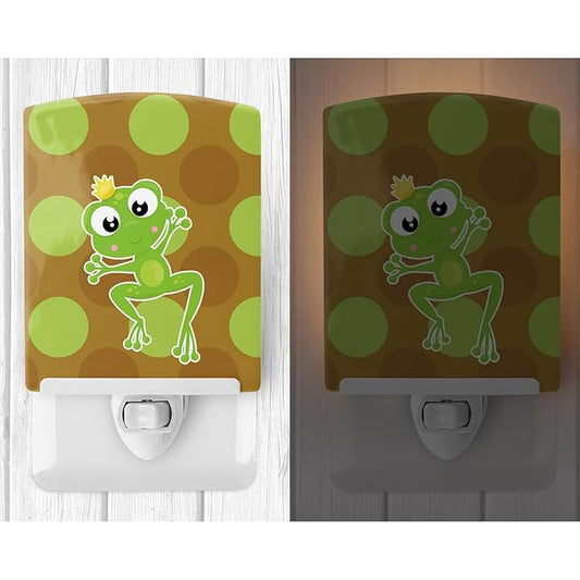 Caroline's Treasures BB8992CNL Frog Prince #5 Ceramic Night Light Compact, UL-Certified, Ideal for Bedroom, Bathroom, Nursery, Hallway, Kitchen, 6x4x3, Multicolor