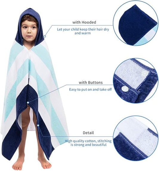 Kids Hooded Bath Beach Towel Girls Boys, Super Absorbent & Soft Towel Poncho with Cute Design, 30 x 50 Inch After Pool Wrap Towel with Hood (Dinosaur)