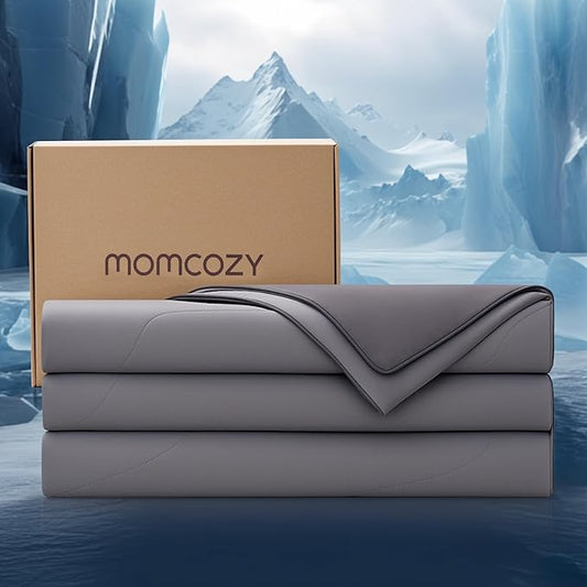Momcozy Life CoolMurm Cooling Comforter for Hot Sleepers, Twin/Twin XL 68" x90” Hot Flashes Cooling Blanket, All-Season Lightweight Soft Breathable Cooling Quilt Duvet, Stay Cool All Night, Smoky Grey
