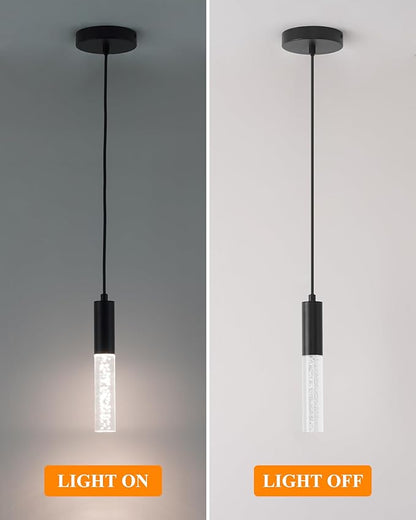 Black LED Pendant Lights for Kitchen Island, Modern 3000K Integrated LED Hanging Light Fixtures for Dining Room, Bedroom, Restaurant