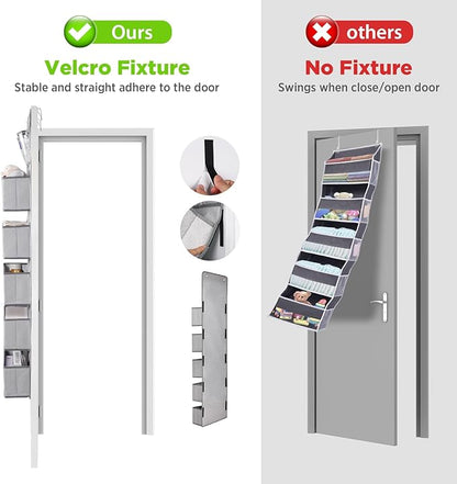 Univivi 6 - Layer Fabric Over the Door Organizer Gray Foldable Nursery Closet Storage, Large Hanging Door Organizer for Cosmetics, Toys and Sundries…