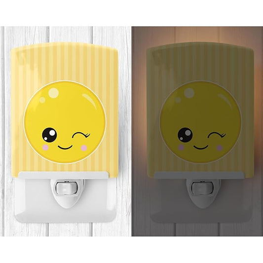 Caroline's Treasures BB8728CNL Winky Face Ceramic Night Light Compact, UL-Certified, Ideal for Bedroom, Bathroom, Nursery, Hallway, Kitchen, 6x4x3, Multicolor