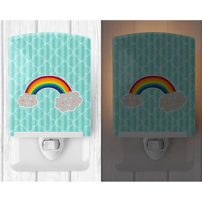 Caroline's Treasures BB6789CNL Rainbow in Clouds Ceramic Night Light Compact, UL-Certified, Ideal for Bedroom, Bathroom, Nursery, Hallway, Kitchen, 6x4x3, Multicolor