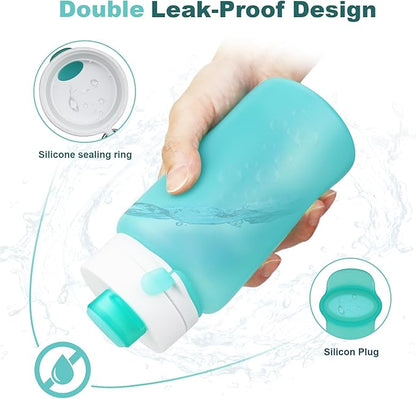 Collapsible Water Bottle, Foldable Water Bottle BPA Free Reusable Lightweight Leak-Proof Travel Silicone Water Bottle for Travel, Gym, Hiking, Office, Camping