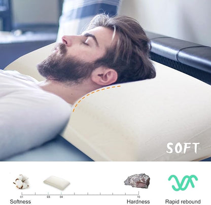 Talalay 100% Natural Premium Latex Pillow, Standard Bed Pillow with Removable Cotton Cover, Helps Relieve Pressure, Sleeping Pillow Suitable for Back and Side Sleepers, as Travel Pillow, Best Gift