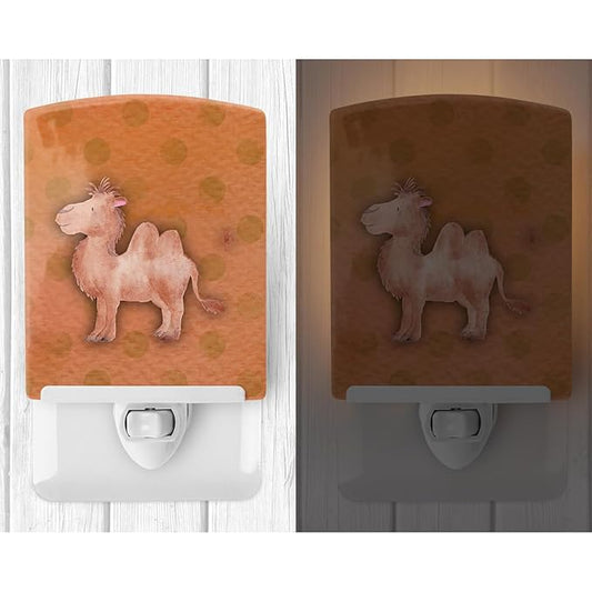 Caroline's Treasures BB7393CNL Polkadot Camel Watercolor Ceramic Night Light Compact, UL-Certified, Ideal for Bedroom, Bathroom, Nursery, Hallway, Kitchen, 6x4x3, Multicolor