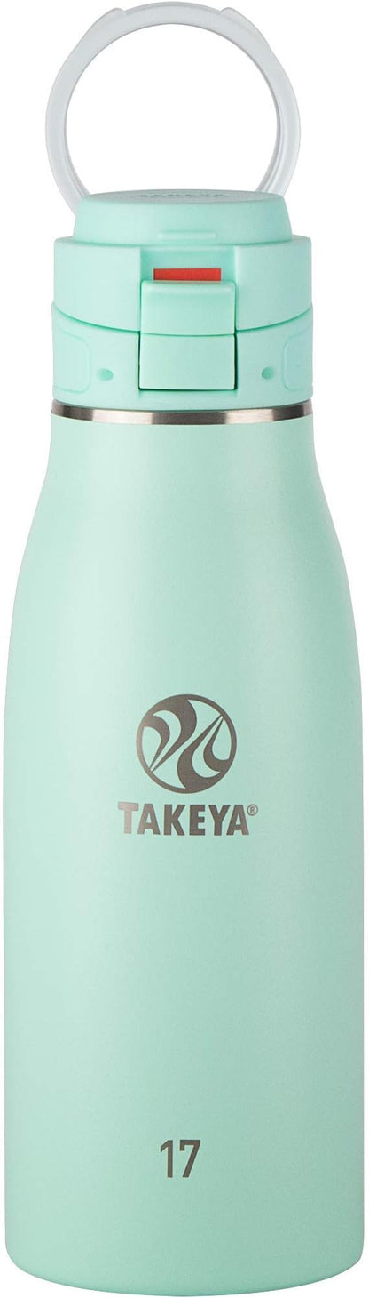 Takeya 17 Oz Traveler Stainless Steel Insulated Travel Coffee Mug with Locking Leak Proof Lid, Premium Quality, BPA Free, Aqua
