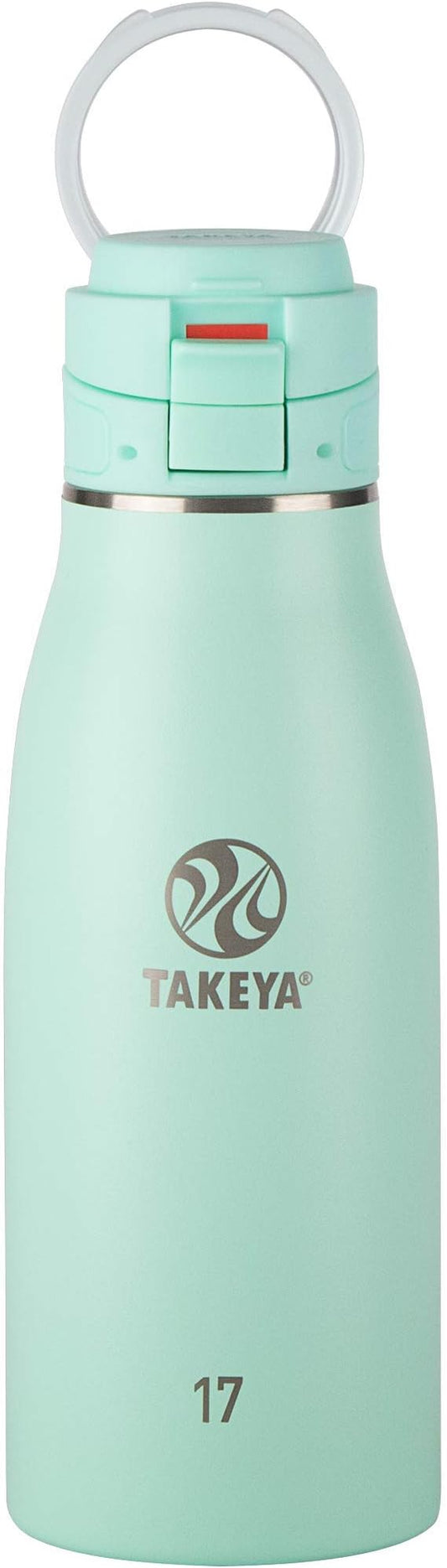 Takeya 17 Oz Traveler Stainless Steel Insulated Travel Coffee Mug with Locking Leak Proof Lid, Premium Quality, BPA Free, Aqua