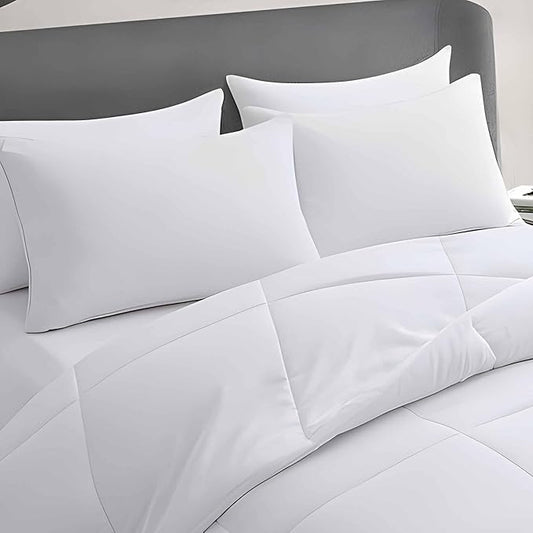 Medium Support Bed Pillows Queen Size Set of 4 Pack for Sleeping 20"x30", Hypoallergenic Skin Friendly Down Alternative Filling for Side Stomach Back Sleeper Machine Washable