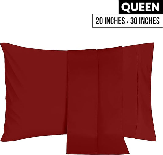 Utopia Bedding Queen Pillow Cases - 2 Pack - Envelope Closure - Soft Brushed Microfiber Fabric - Shrinkage and Fade Resistant Pillow Covers 20 X 30 Inches (Queen, Red)