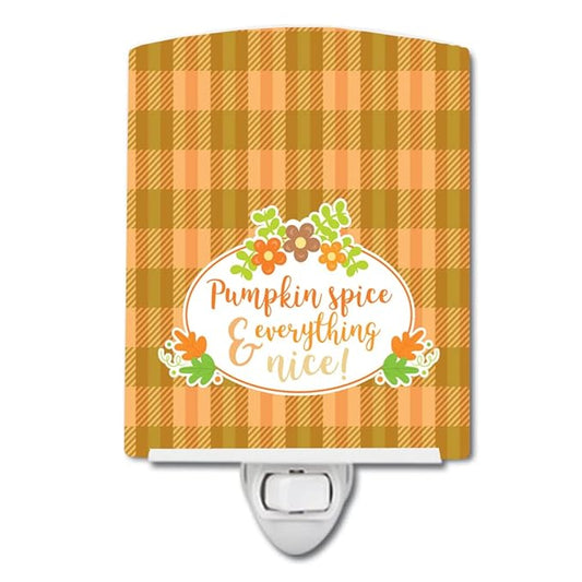 Caroline's Treasures BB6920CNL Fall Pumpkin Spice and Everything Ceramic Night Light Compact, UL-Certified, Ideal for Bedroom, Bathroom, Nursery, Hallway, Kitchen, 6x4x3, Multicolor