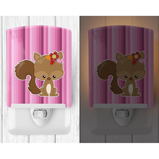 Caroline's Treasures BB6793CNL Squirrel Ceramic Night Light Compact, UL-Certified, Ideal for Bedroom, Bathroom, Nursery, Hallway, Kitchen, 6x4x3, Multicolor