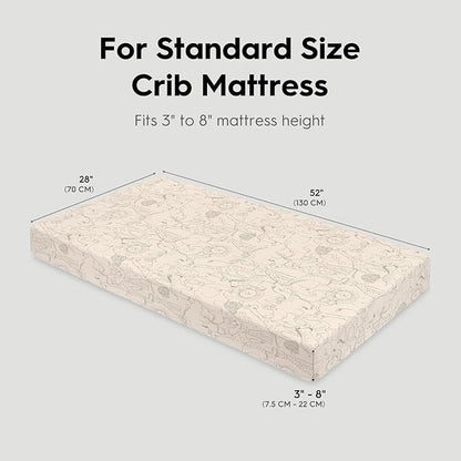 Horaldaily 2 Pack Fitted Crib Sheet for Boys Girls,Soft Breathable Washable Jersey Microfiber Baby Crib Sheet, Fits Standard Size Crib Mattress 28in x 52in, Cute Animals Nursery Sheet Grey/White