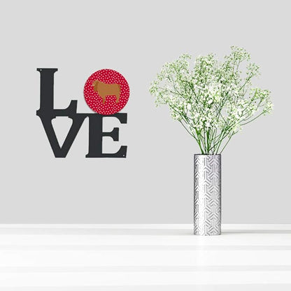 Caroline's Treasures CK5312WALV American Lamancha Goat Love Metal Wall Artwork Love, Red Indoor Outdoor Art Decor Patio, Bathroom, Kitchen Colorful Aluminum and Black Steel Sculpture