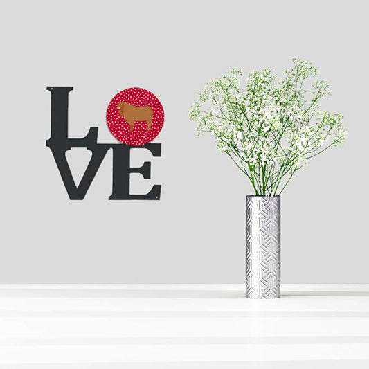 Caroline's Treasures CK5312WALV American Lamancha Goat Love Metal Wall Artwork Love, Red Indoor Outdoor Art Decor Patio, Bathroom, Kitchen Colorful Aluminum and Black Steel Sculpture