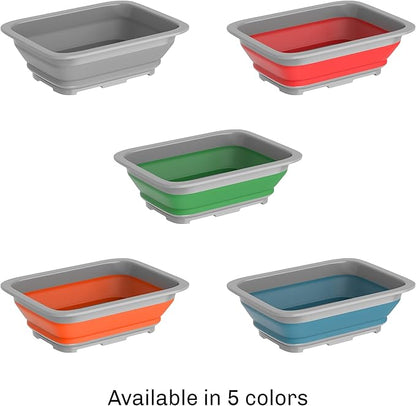 Set of 2 Multipurpose Wash Bins – 10-Liter Basins for Camping, Parties, or Cleaning – Collapsible Bucket Set by Wakeman (Green)