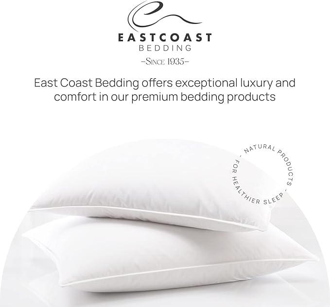 East Coast Bedding Balanced Dream 50/50 Goose Feather Down King Pillows 20x36 Inch Medium Support with 100% Cotton Shell – 2 Pack