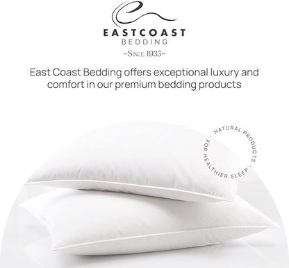 East Coast Bedding Pure Dream Firm Pillow - Standard Size 20x26 Inch Medium Support Goose Feather Down Pillows, 100% Cotton Shell, Standard Pillow Set of 2