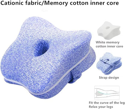Knee & Leg Pillows | Memory Foam Support Pillow | Leg Pillows for Sleeping,Leg Pain, Knees Pain, Joints Pain & Pregnancy Bed Leg Cushion for Side Sleepers (Blue)