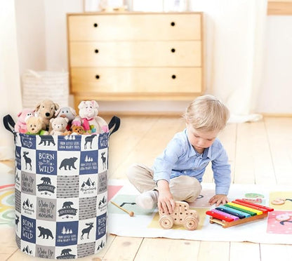 Kids Laundry Hamper, Animal Laundry Basket Collapsible Nordic Style Storage Baskets for Home Decor,Office,Toy Organizer,(Bear)
