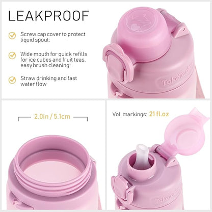 Collapsible Water Bottles 20oz, Leak Proof, BPA-Free, Foldable Silicone Travel Water Bottle with Straw Strap for Cycling, Hiking, Outdoors