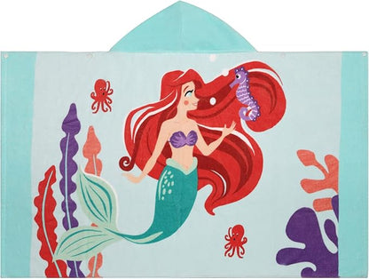 BANGSAUR Kids Hooded Beach Towels, Toddlers Girls Baby 3-12 Years Bath Pool Swiming Towel Wrap Pure Cotton Oversize Changing Robe Red Hair Mermaid