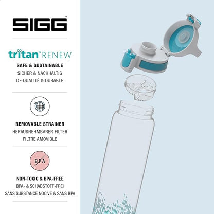 SIGG - Tritan Renew Transparent Water Bottle - Total Clear ONE MyPlanet - For Carbonated Beverages - Dishwasher Safe - With Fruit Strainer - Leakproof & Lightweight - BPA Free - 17 Oz / 25 Oz / 51 Oz