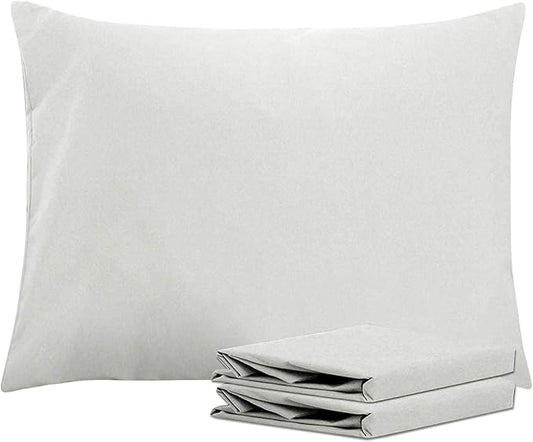 Toddler Pillowcase Set of 2 PC 600 TC 100% Egyptian Cotton Toodler 14x20 Inch Small Baby Travel Pillow Case Envelope Closer Decorative Soft Cozy Travel Kids Nursery Pillow Cases, Light Grey Solid