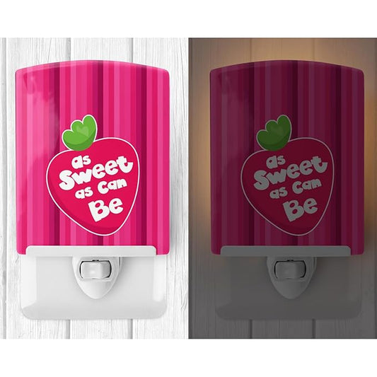 Caroline's Treasures BB7106CNL Stawberry As Sweet as Can Be Ceramic Night Light Compact, UL-Certified, Ideal for Bedroom, Bathroom, Nursery, Hallway, Kitchen, 6x4x3, Multicolor