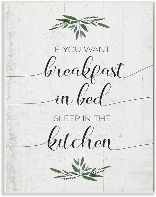 Stupell Industries for Breakfast in Bed Sleep in Kitchen Sassy Phrase Wall Art, 10x15, Off- White