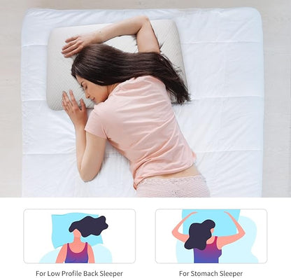 Ultra Slim 2.7" Stomach Sleeping Gel Infused Memory Foam Pillow- Ultra Thin and Flat Design for Stomach and Back Sleepers