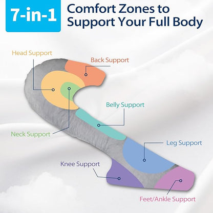 Body Pillows for Adults with Shredded Memory Foam, 65 inches Long Side Sleeper Pillow Full Body Pregnancy Pillows for Sleeping with Washable Pillowcase for Back, Hip, Knee, and Leg Relief