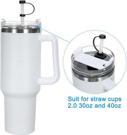 PATIKIL Silicone Spill Stopper for Straw Cup 2.0 40oz/ 30oz, Set of 12 Tumbler Accessories Including 4 Straw Cover Cap, 4 Square Spill Stopper and 4 Round Leak Stopper, Black