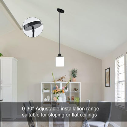 Black Pendant Lights Kitchen Island - Milk Glass Pendant Light Fixture Multiple Stems Rods 3 Units 12 Inch 3 Units 4 Inch (2 Pack Black Downrod)