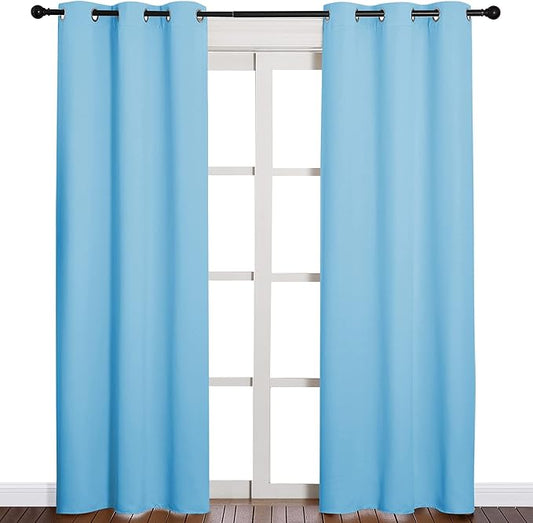 NICETOWN Triple Weave Thermal Insulated Ring Top Blackout Window Curtains for Bedroom (Double Panels, 42 inches x 84 inches, Blue)