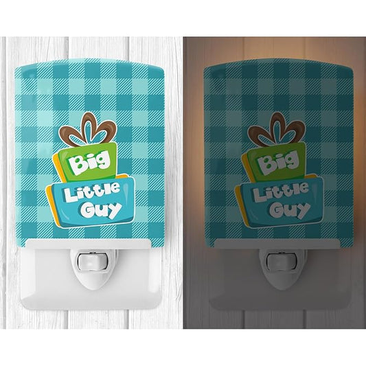 Caroline's Treasures BB6825CNL Boy Big Little Guy Ceramic Night Light Compact, UL-Certified, Ideal for Bedroom, Bathroom, Nursery, Hallway, Kitchen, 6x4x3, Multicolor