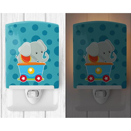 Caroline's Treasures BB8709CNL Circus Elephant Train Car Ceramic Night Light Compact, UL-Certified, Ideal for Bedroom, Bathroom, Nursery, Hallway, Kitchen, 6x4x3, Multicolor