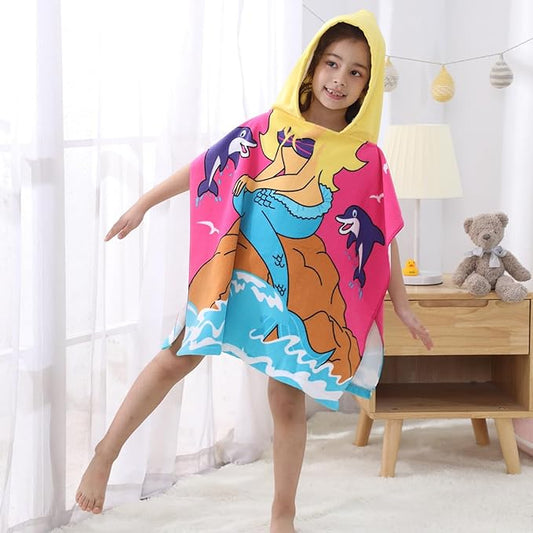 Hooded Kids Beach Towels - Soft Microfiber Poncho Towel for Ages 1 to 6, Quick Dry & Lightweight Swim Cover-ups, Ideal for Boys and Girls