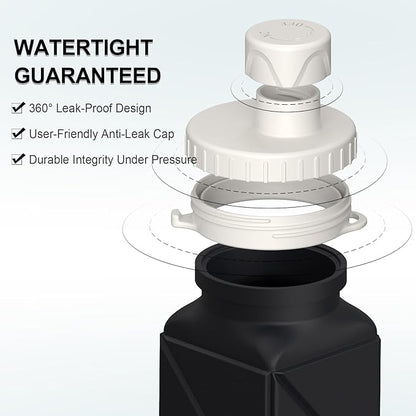 Collapsible Water Bottles, Silicone Foldable Portable Water Bottle 610ml, Lightweight Reusable Leakproof for Travel Camping Hiking Cycling Yoga Sports Outdoor