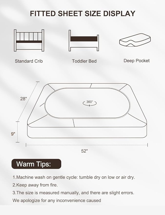 Beige Crib Sheets for Boys, Neutral Crib Sheet for Standard Crib Mattress, Fitted Baby Girl Toddler Bed Sheets 28" x 52" (46C-11)