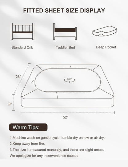 Beige Crib Sheets for Boys, Neutral Crib Sheet for Standard Crib Mattress, Fitted Baby Girl Toddler Bed Sheets 28" x 52" (46C-11)