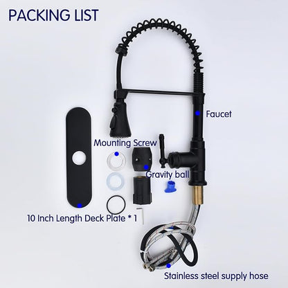 Black Kitchen Faucet with Pull Down Sprayer Stainless Steel Single Handle Pull Out Spring Sink Faucets 1 Hole Or 3 Triple function campers, RVs, laundry rooms, and kitchen countertops or bar counter.