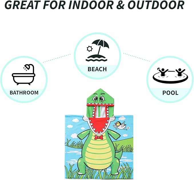 NovForth Kids Beach Towel for Boys Girls, Shell Mermaid Hooded Bath Towel Wrap, Toddler Pool Towel with Hood