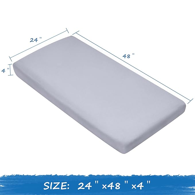 Nap Mat Sheet 24" x 48" x 4" Fitted Elastic Corners Preschool Day Care Rest Nap Mat Cover, Soft & Breathable Baby Sheets for Regalo My Cot Portable Toddler Bed and Joovy Travel Cot, Gray