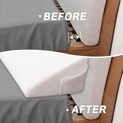 WdFour Bed Wedge Pillow, Close Off Headboard, Wall and Mattress Gap. Incline, Slanted Sweat-Proof Pillow for Neck and Back Pain Relief Anti-snoring for Comfortable Sleeping.(Off-White,54Wx10Dx6H)